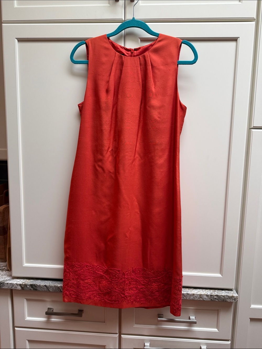 Talbots Coral Sleeveless Embroidered-Hem Midi Dress